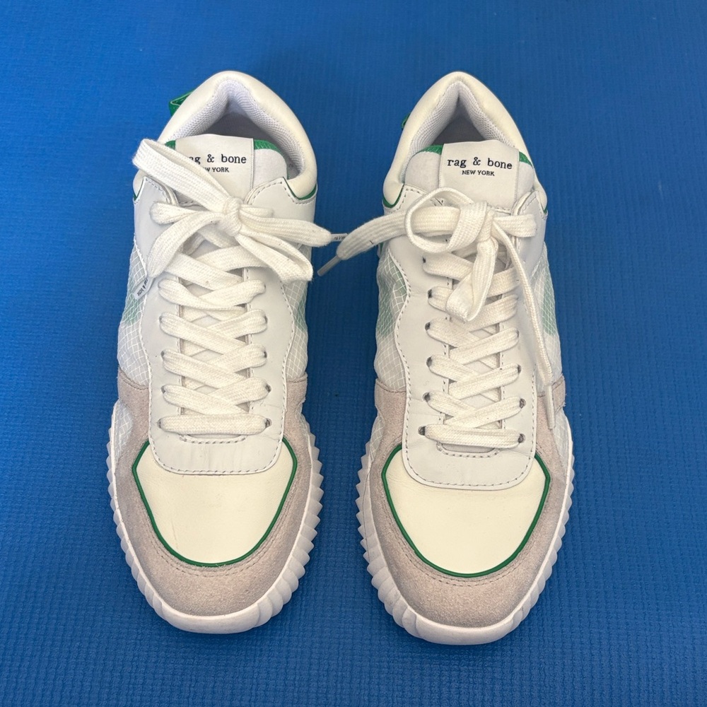 rag & bone retro runner  White Sneakers with Green Trim